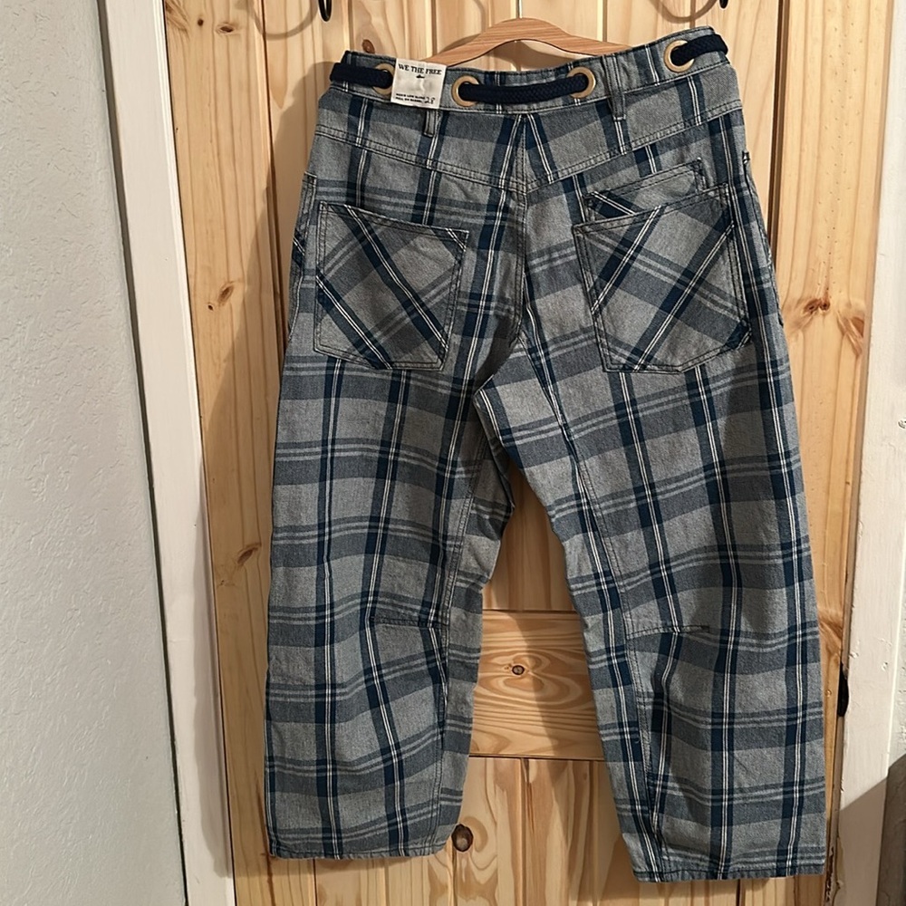 We The Free Blue Plaid Relaxed Women's Jeans - Picture 9 of 12